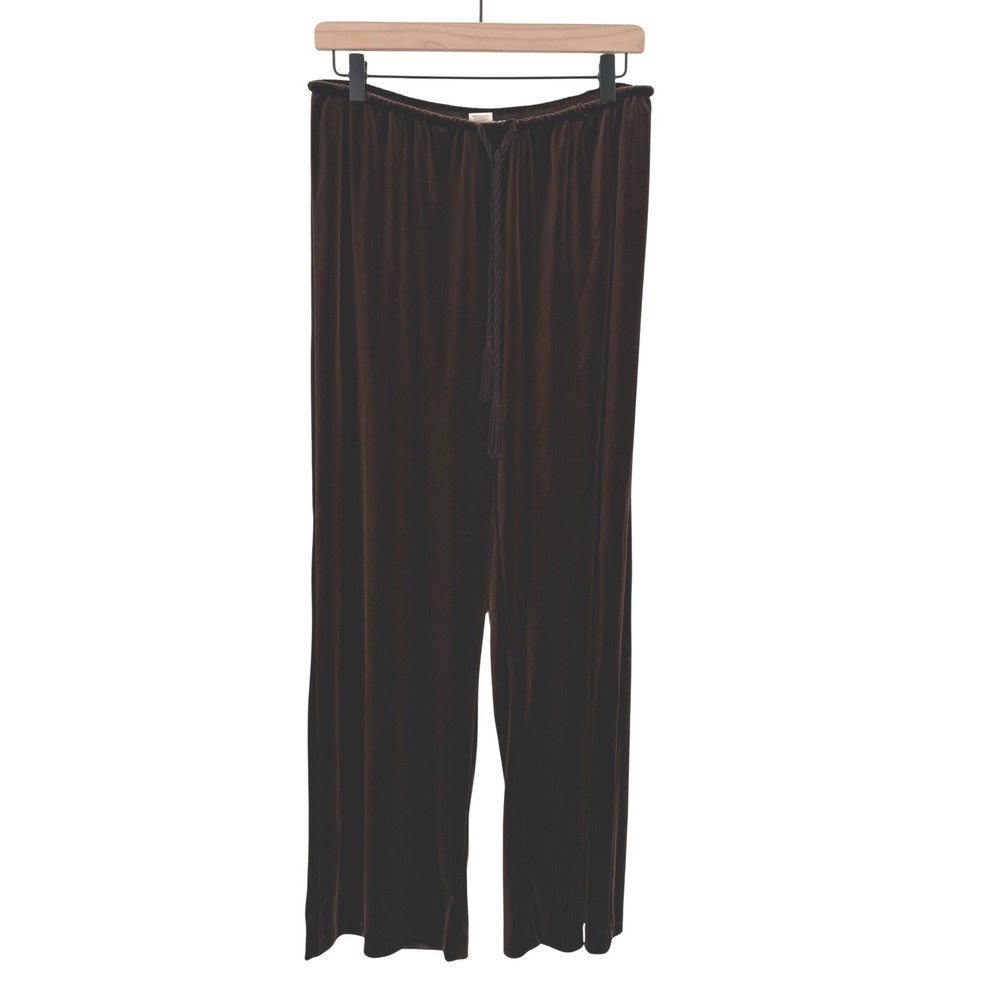 Soft Surroundings Brown Velvet Wide Leg Pull‎ On Pants Medium